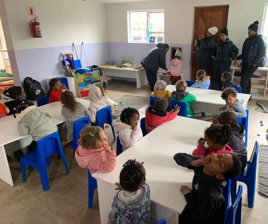 Children in the classroom on a cold day
